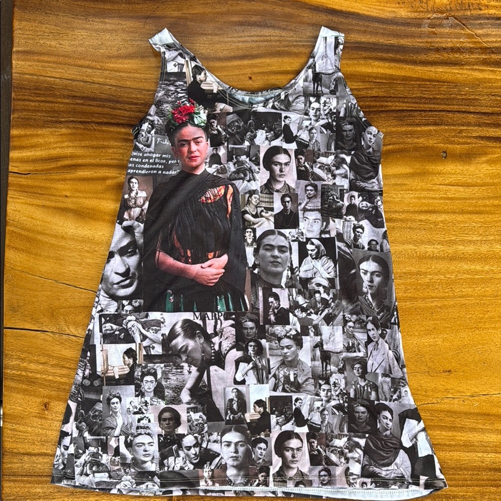 Frida Kahlo Collage Limited Edition Handmade Dress NWOT